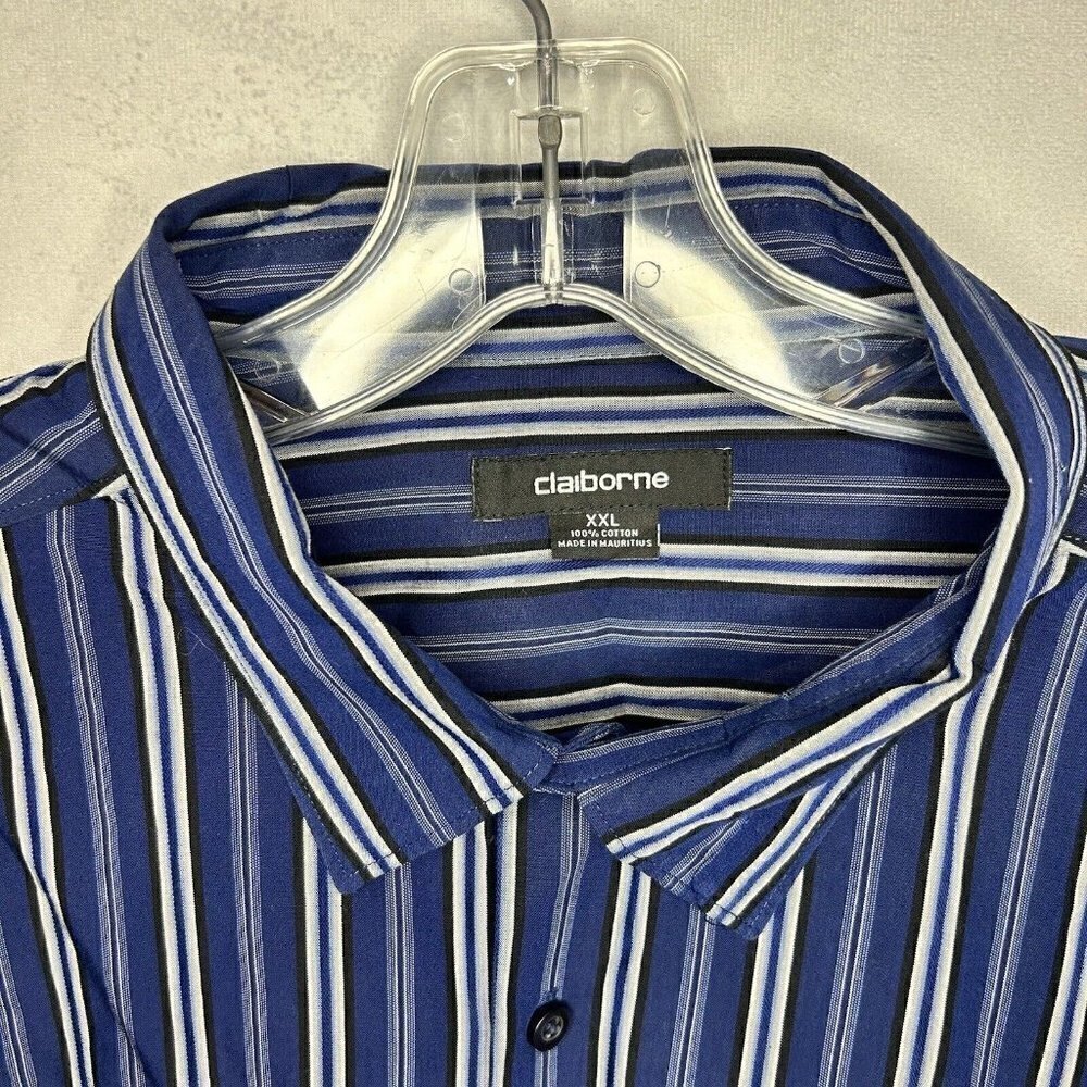 Claiborne Men's Button-Down Shirt Long Sleeve Blue Striped Size XXL - Picture 4 of 5